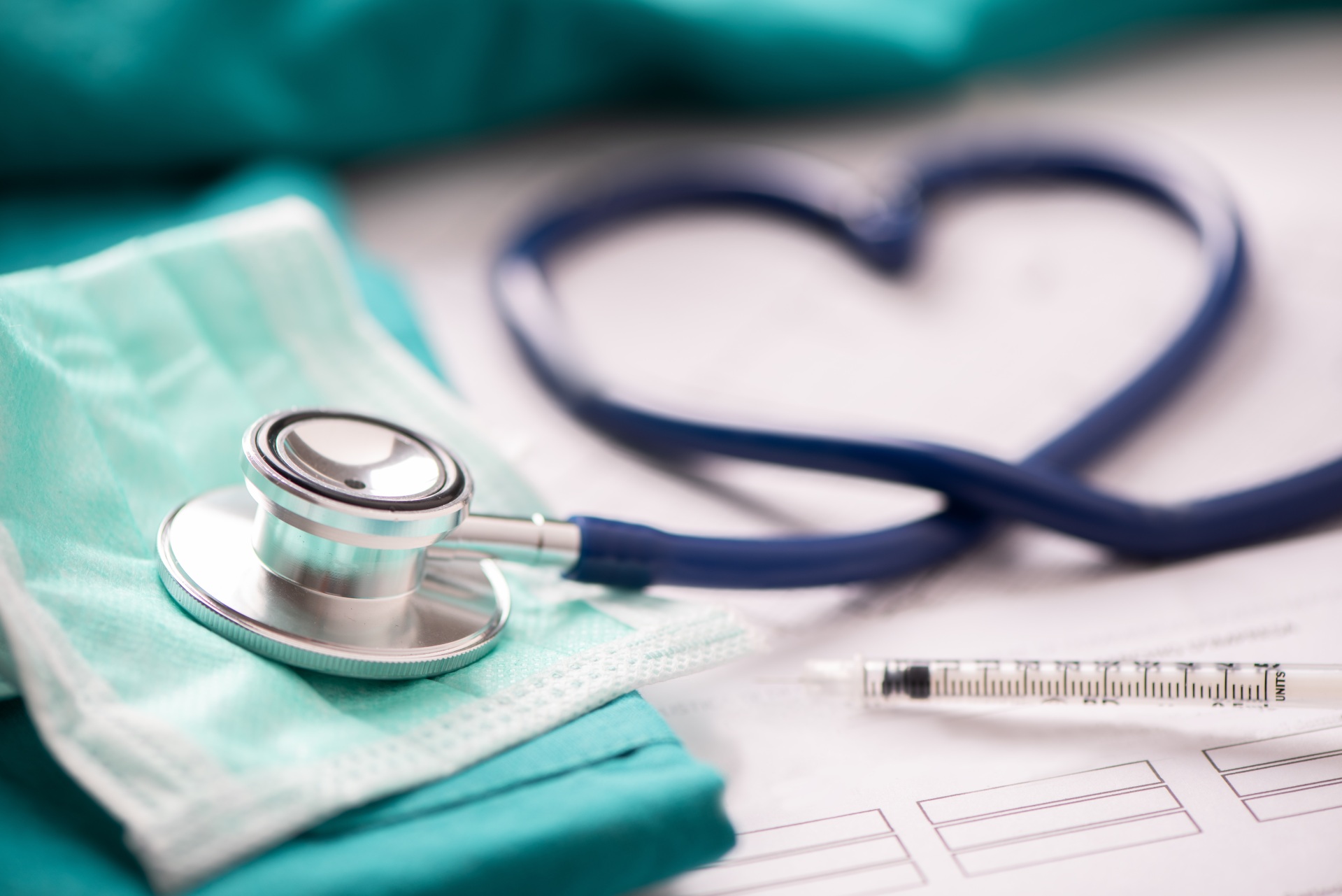 Medical stethoscope twisted in heart shape