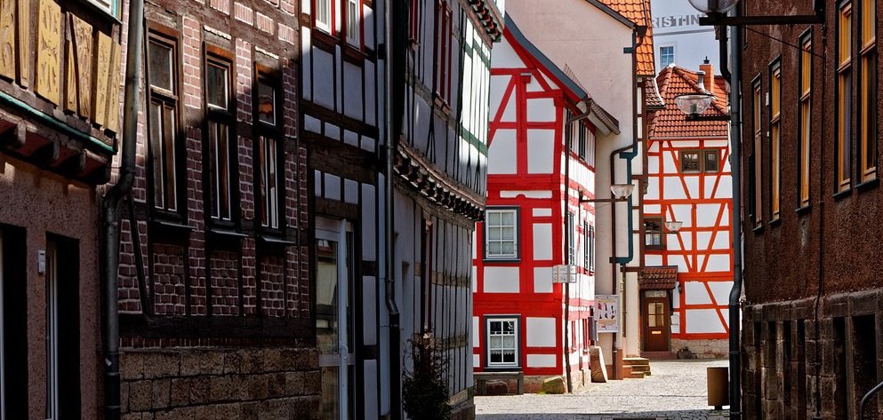 Fachwerkhäuser in einer Innenstadt