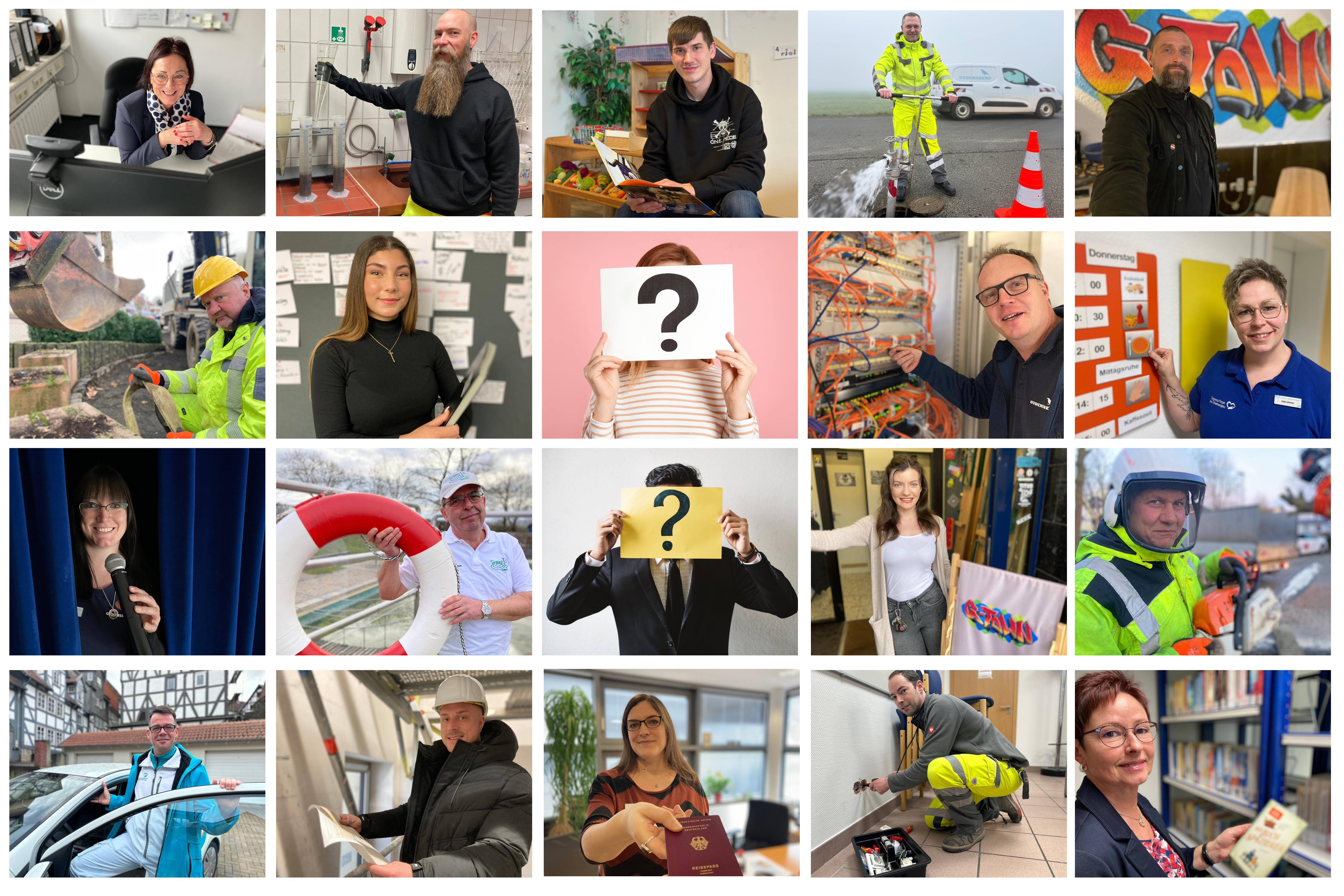 Verschiedene Porträtaufnahmen von Mitarbeitern der Stadt Gudensberg.