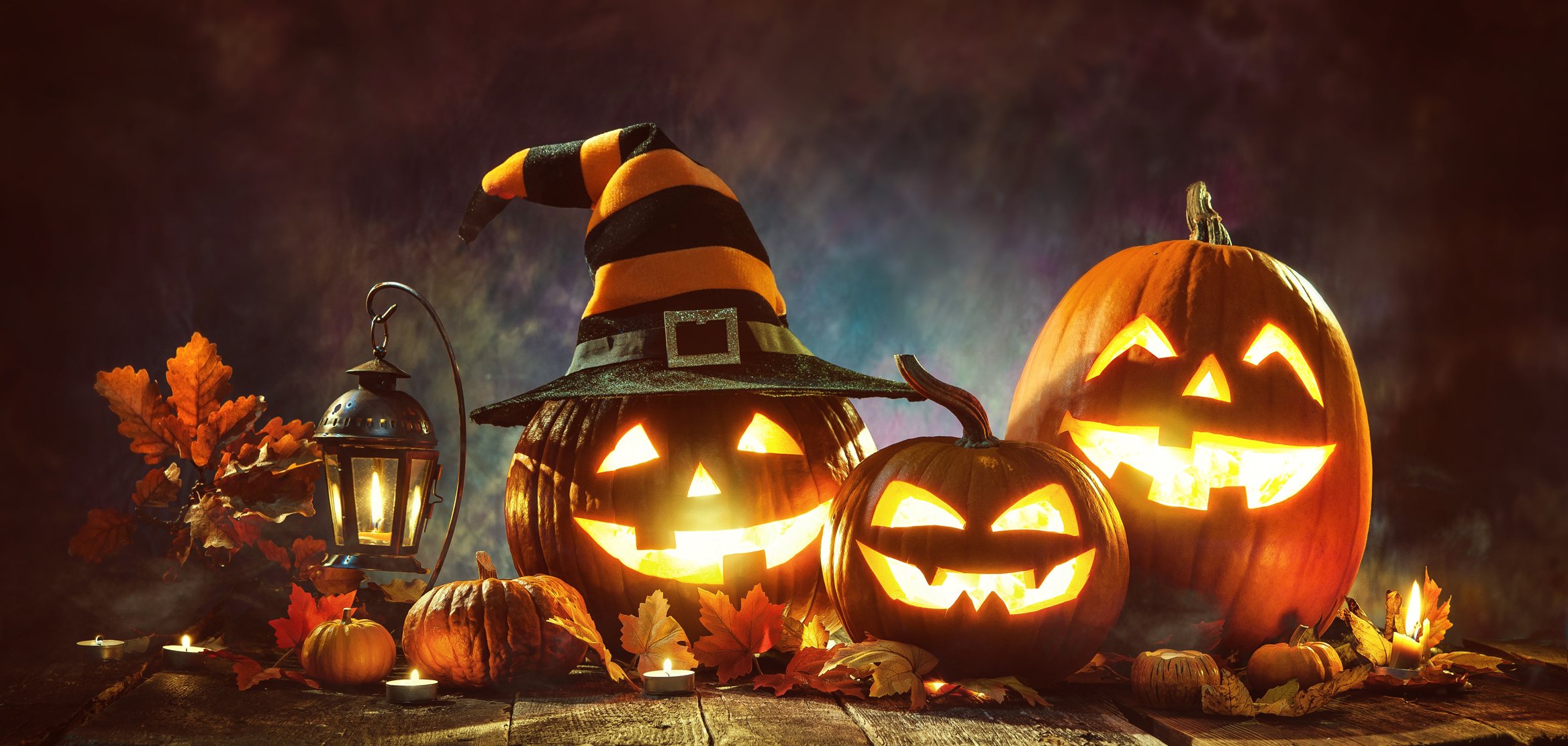 Candle lit Halloween Pumpkins